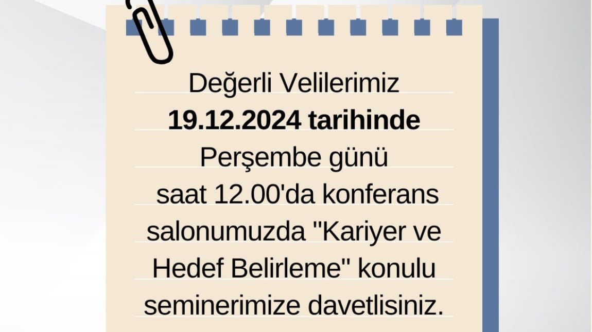 Kariyer ve Hedef Belirleme Seminerimize Davetlisiniz.