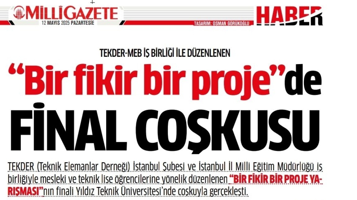 Okulumuzun Başarısı Yerel Gazetelerde! Öğrencilerimiz TEKDER’den Ödül Aldı.